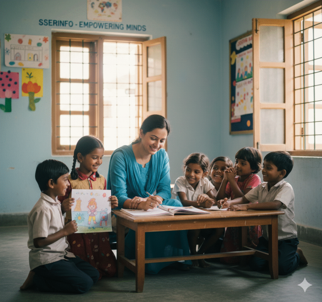 students with teacher